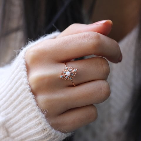 Opal-Firuze vintage yüzük