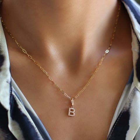 Harf charm zincir kolye
